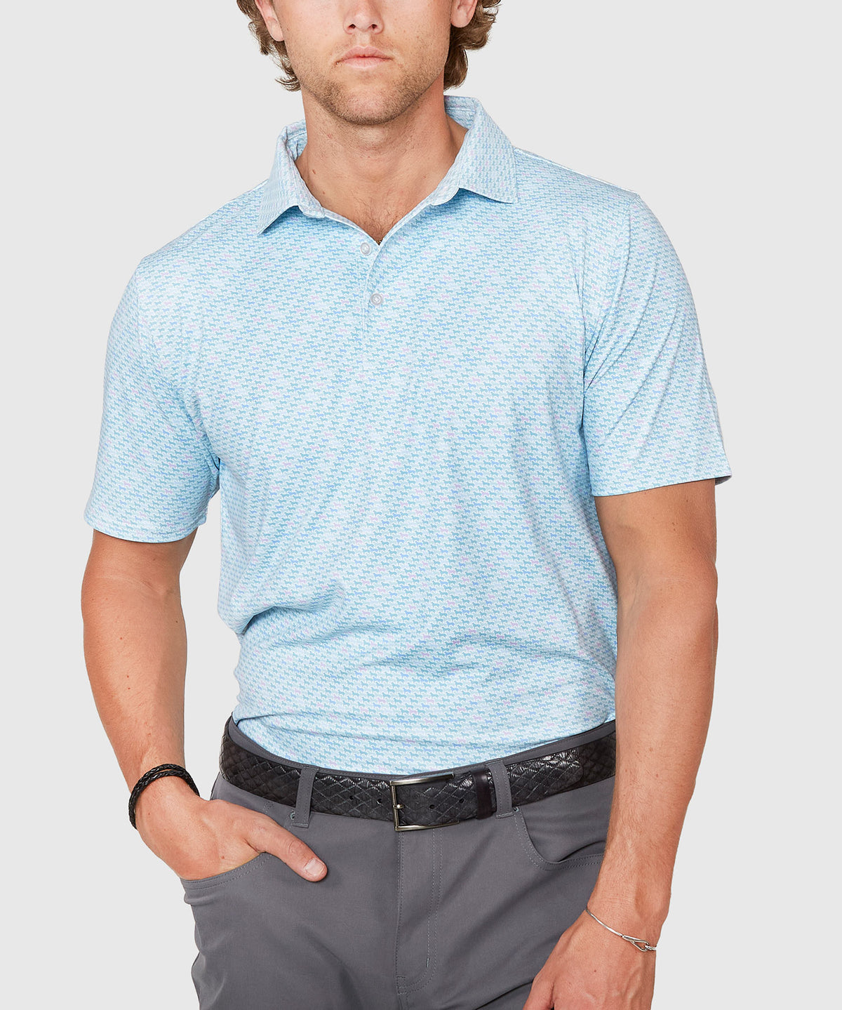 Westport Lifestyle Short Sleeve Dog Print Performance Polo, Men's Big & Tall