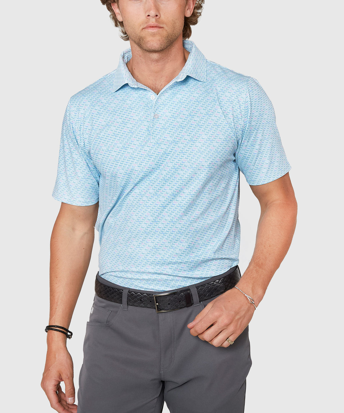 Westport Lifestyle Short Sleeve Dog Print Performance Polo, Men's Big & Tall