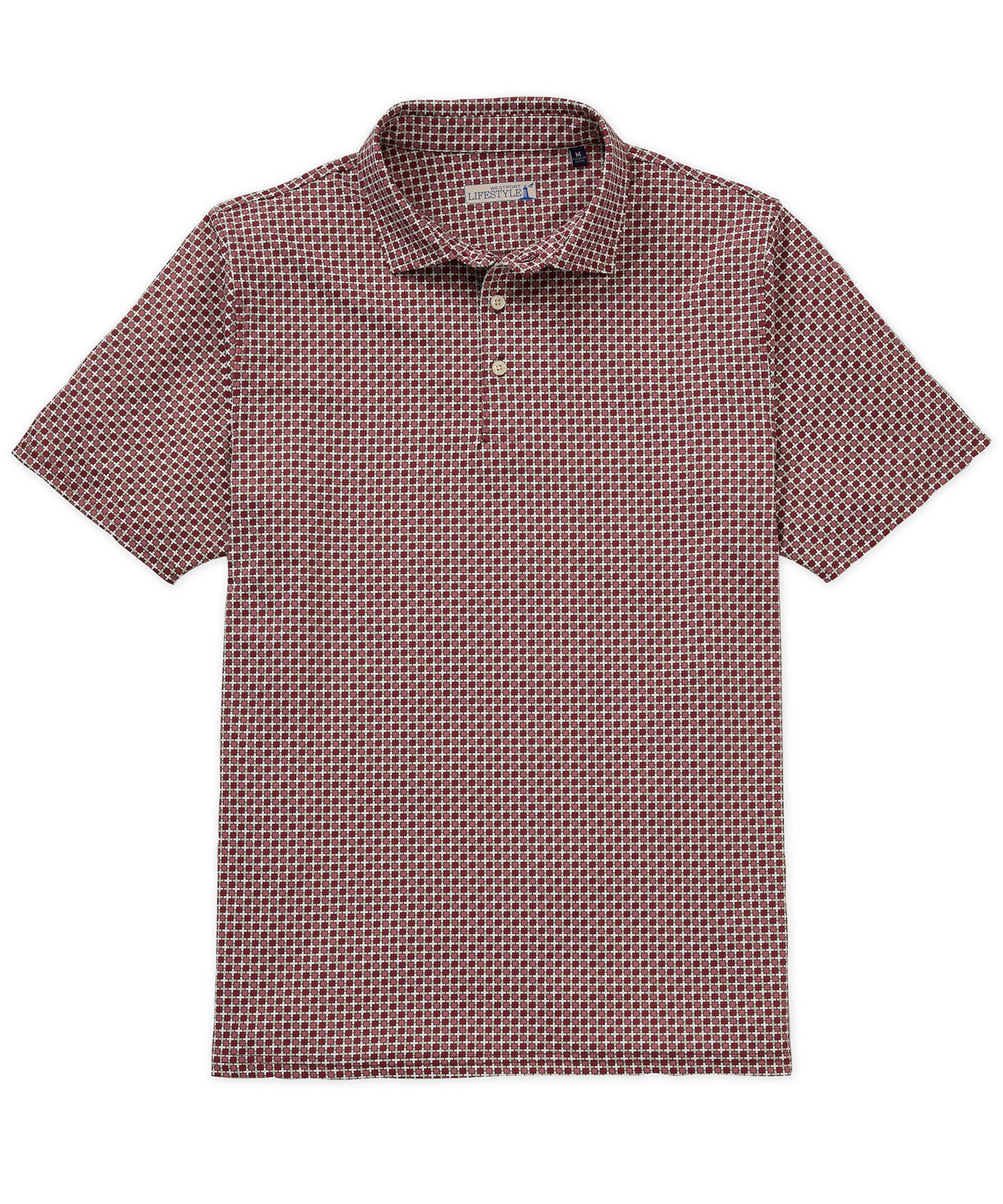 Westport Lifestyle Short Sleeve Box Print Performance Polo, Men's Big & Tall
