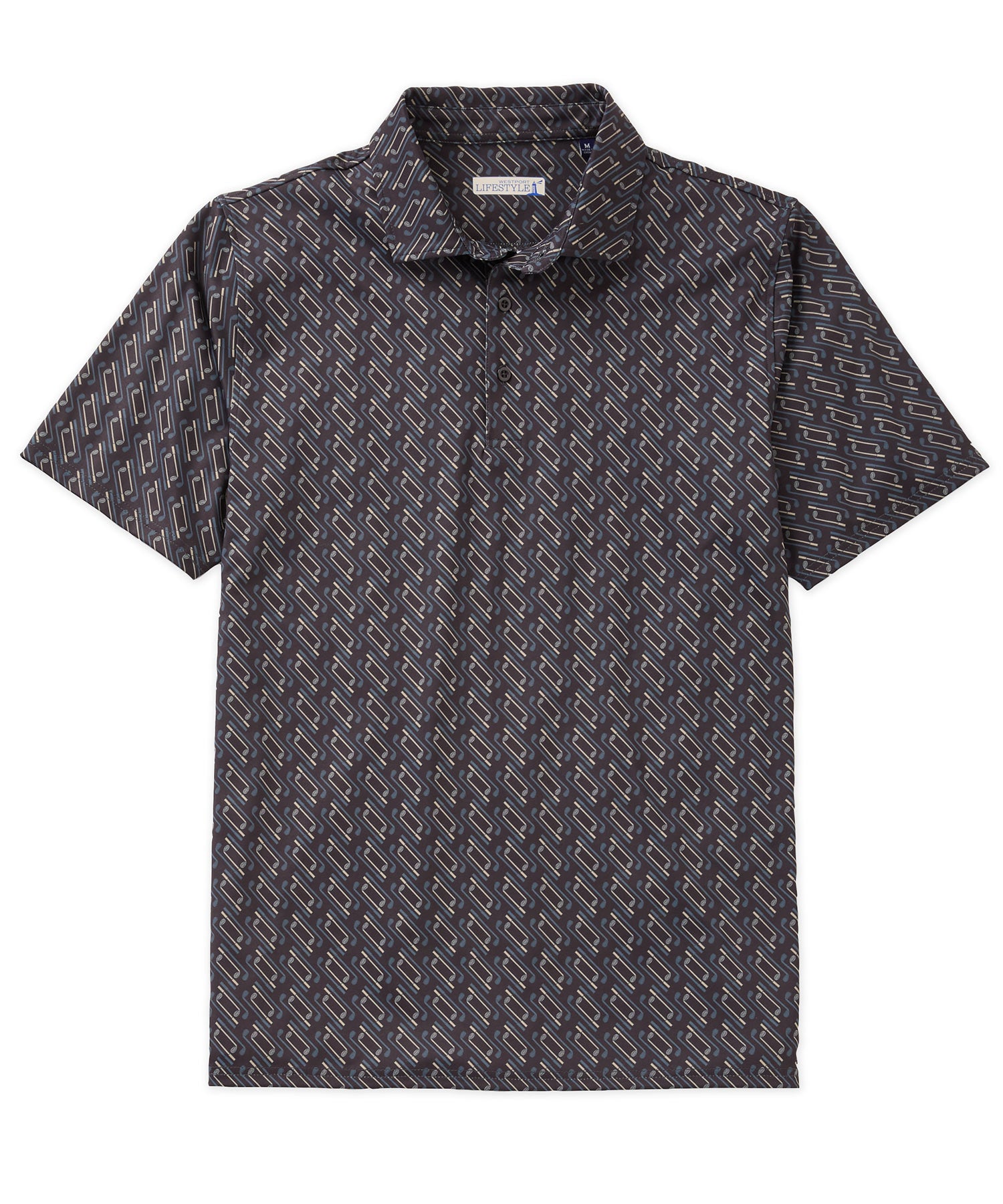 Westport Lifestyle Short Sleeve Clubs Print Performance Polo, Men's Big & Tall