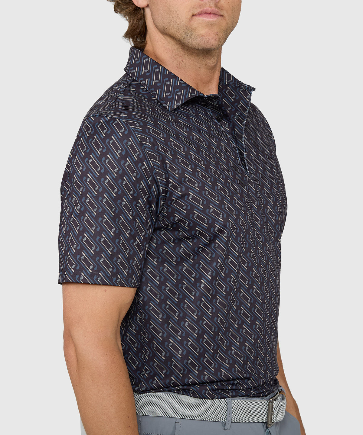 Westport Lifestyle Short Sleeve Clubs Print Performance Polo, Men's Big & Tall