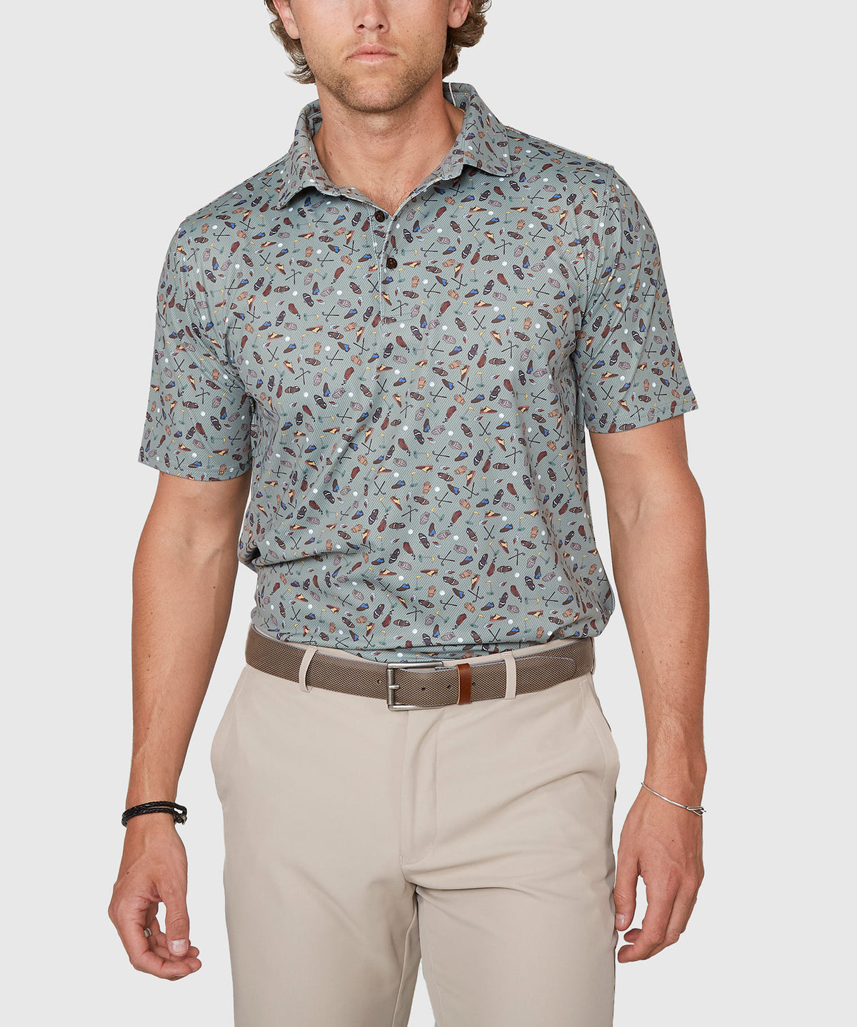 Westport Lifestyle Short Sleeve Golf Print Performance Polo, Men's Big & Tall