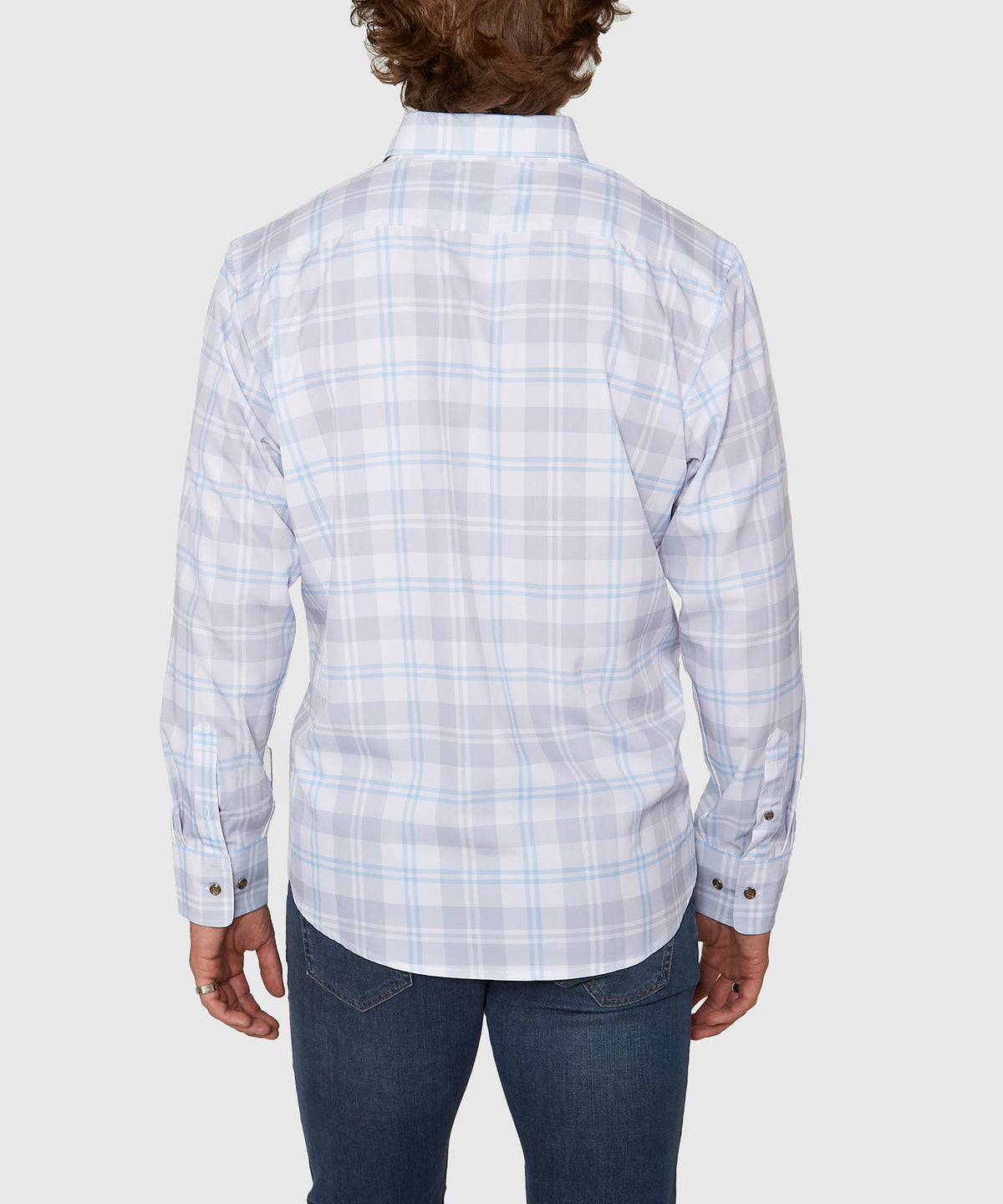 Westport No-Tuck Long Sleeve Button Down Collar Plaid Stretch Performance Sport Shirt, Men's Big & Tall