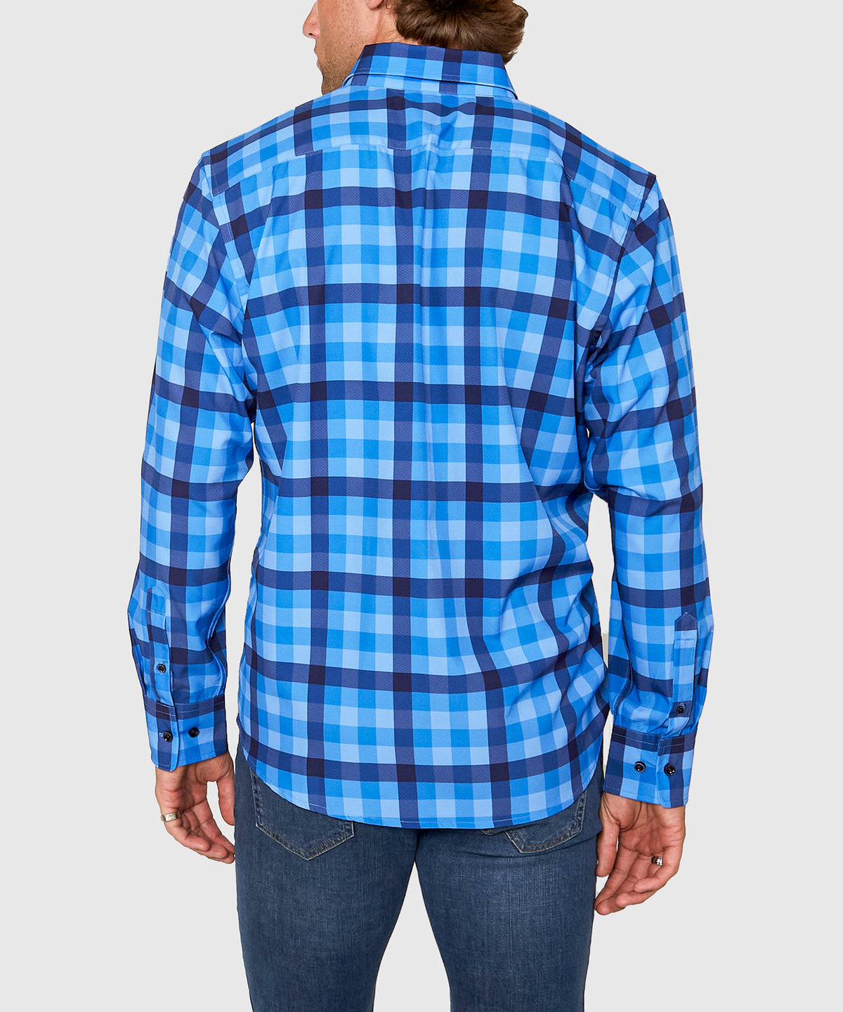 Westport No-Tuck Long Sleeve Button Down Collar Plaid Stretch Performance Sport Shirt, Men's Big & Tall