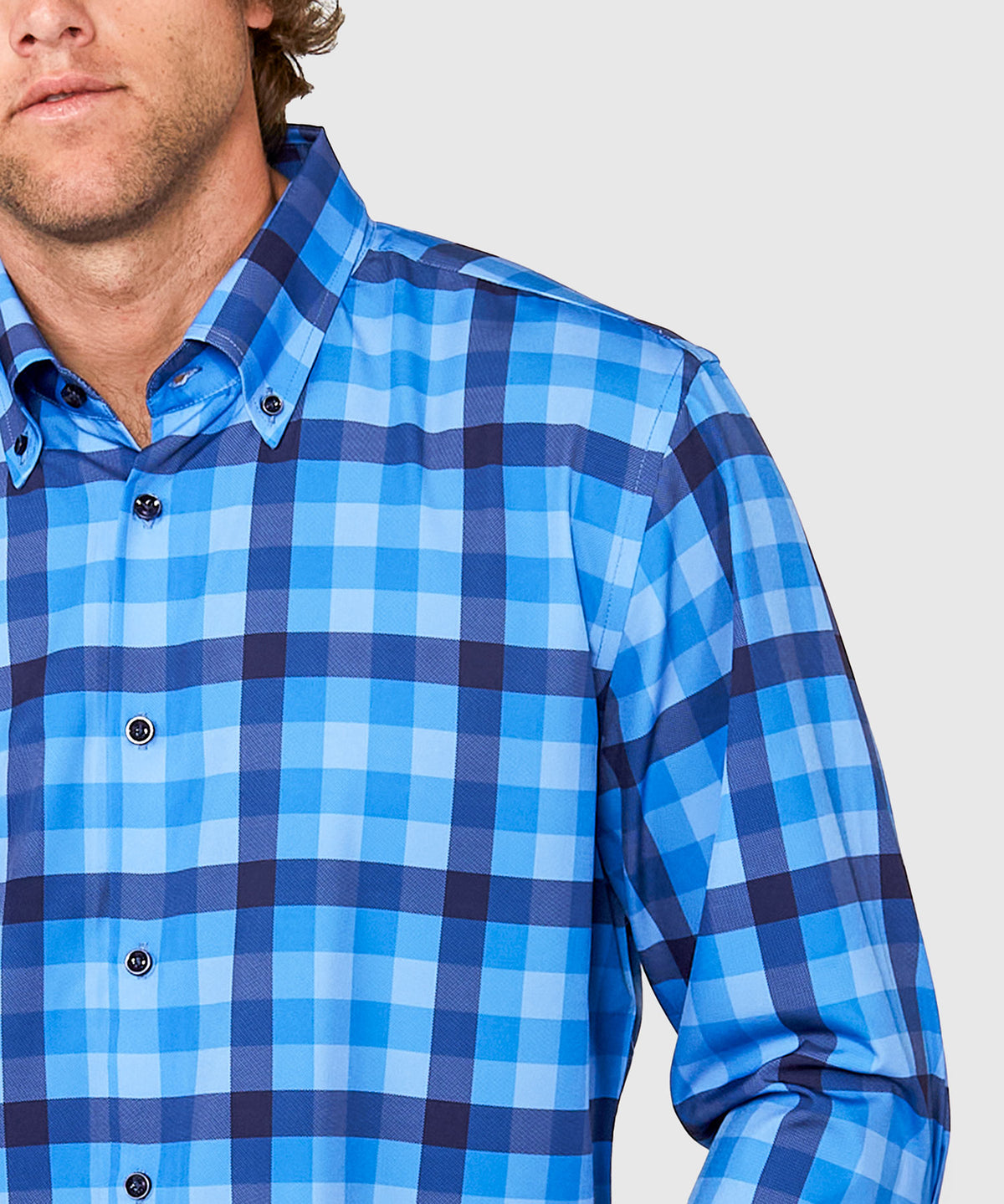 Westport No-Tuck Long Sleeve Button Down Collar Plaid Stretch Performance Sport Shirt, Men's Big & Tall