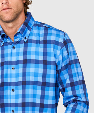 Westport No-Tuck Long Sleeve Button Down Collar Plaid Stretch Performance Sport Shirt