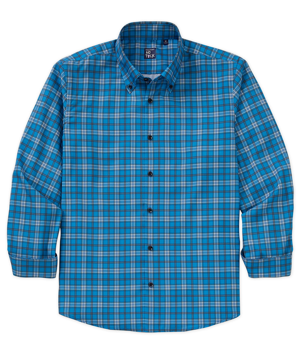 Westport No-Tuck Long Sleeve Button Down Collar Plaid Stretch Performance Sport Shirt, Men's Big & Tall