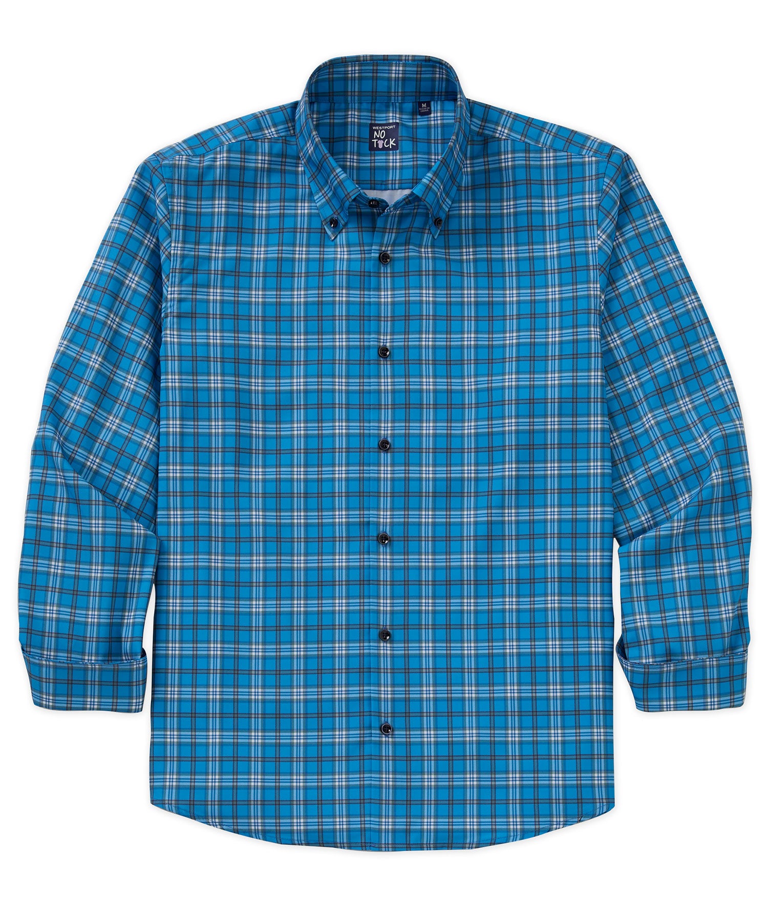 Westport No-Tuck Long Sleeve Button Down Collar Plaid Stretch Performance Sport Shirt
