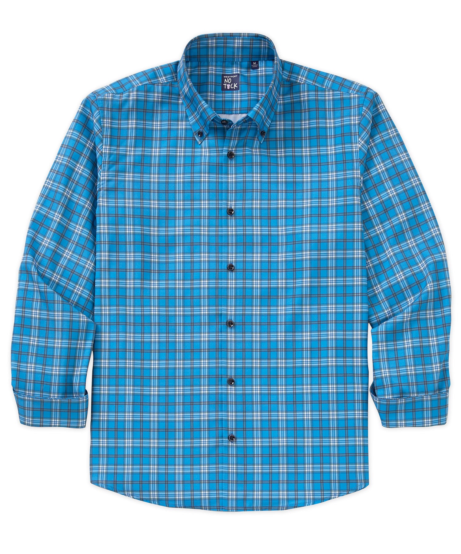Westport No-Tuck Long Sleeve Button Down Collar Plaid Stretch Performance Sport Shirt, Men's Big & Tall