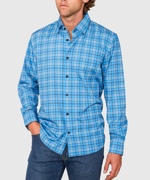 Westport No-Tuck Long Sleeve Button Down Collar Plaid Stretch Performance Sport Shirt