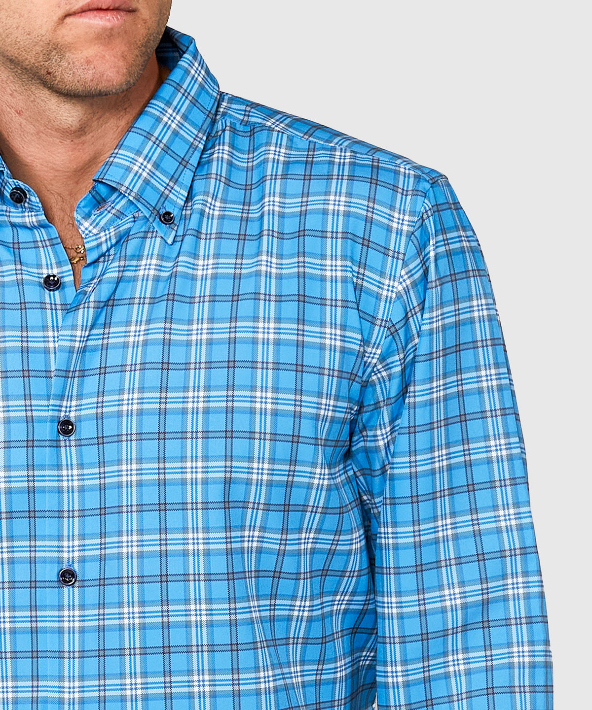 Westport No-Tuck Long Sleeve Button Down Collar Plaid Stretch Performance Sport Shirt, Men's Big & Tall
