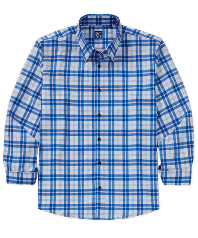 Westport No-Tuck Long Sleeve Button Under Collar Plaid Stretch Performance Sport Shirt, Men's Big & Tall