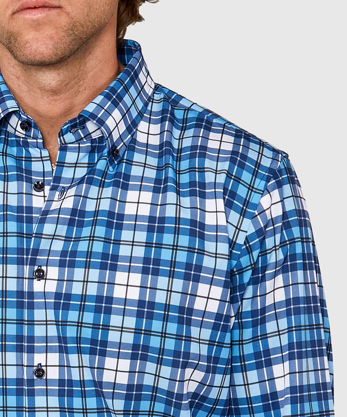 Westport No-Tuck Long Sleeve Button Down Collar Plaid Stretch Performance Sport Shirt, Men's Big & Tall