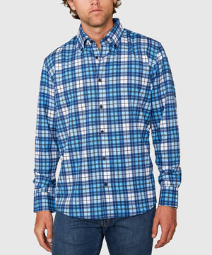 Westport No-Tuck Long Sleeve Button Down Collar Plaid Stretch Performance Sport Shirt