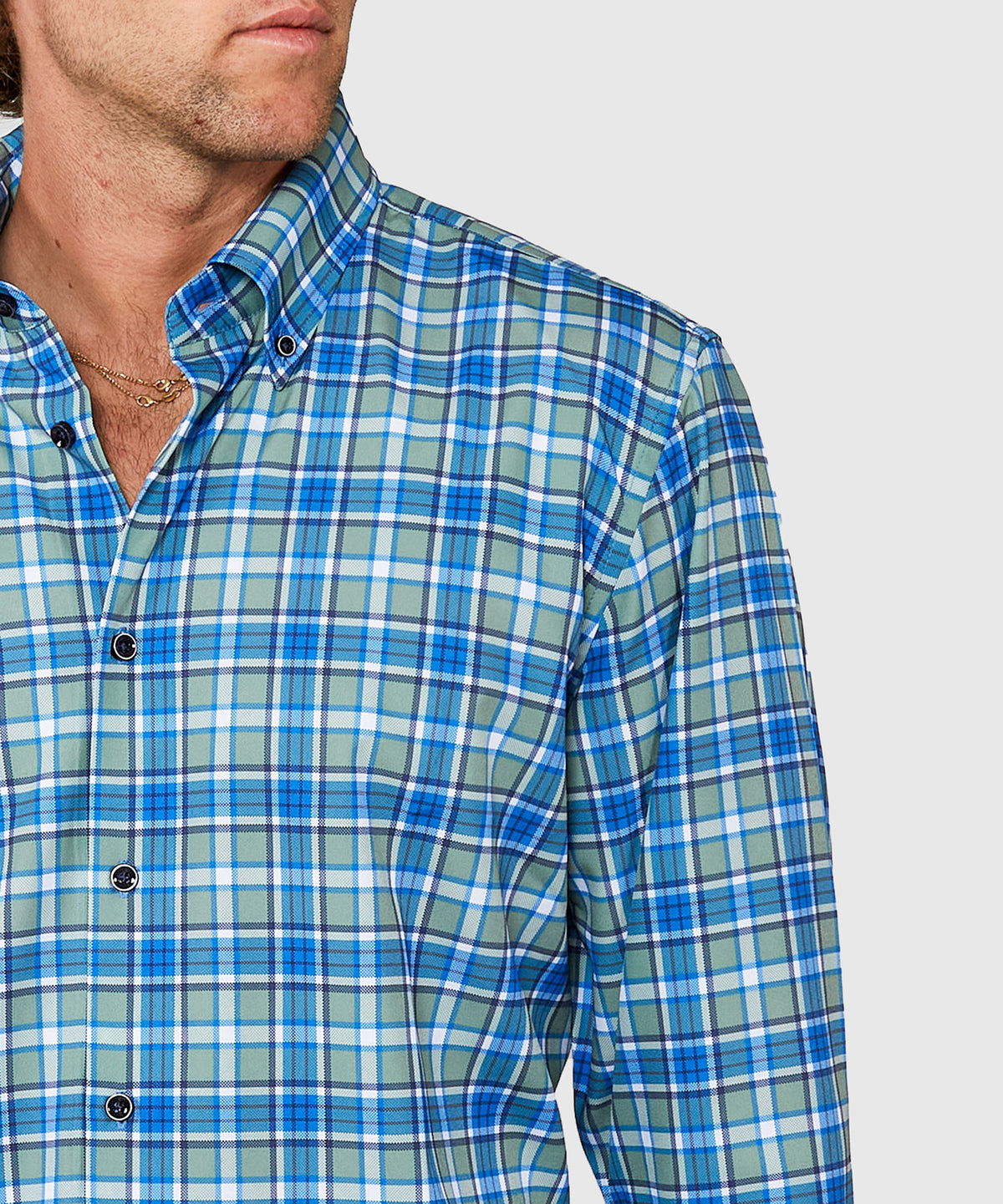 Westport No-Tuck Long Sleeve Button Down Collar Plaid Stretch Performance Sport Shirt, Men's Big & Tall