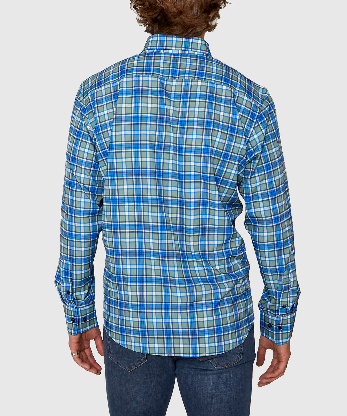 Westport No-Tuck Long Sleeve Button Down Collar Plaid Stretch Performance Sport Shirt, Men's Big & Tall