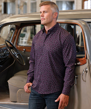 Westport No-Tuck Long Sleeve Button Down Collar Paisley Print Stretch Performance Sport Shirt