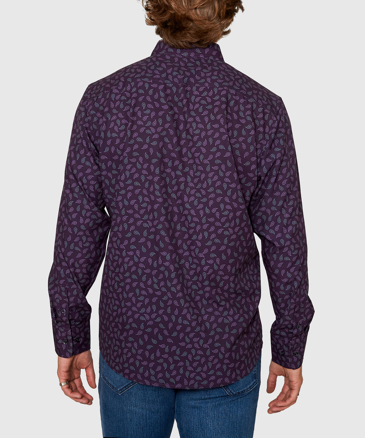 Westport No-Tuck Long Sleeve Button Down Collar Paisley Print Stretch Performance Sport Shirt, Men's Big & Tall