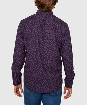Westport No-Tuck Long Sleeve Button Down Collar Paisley Print Stretch Performance Sport Shirt
