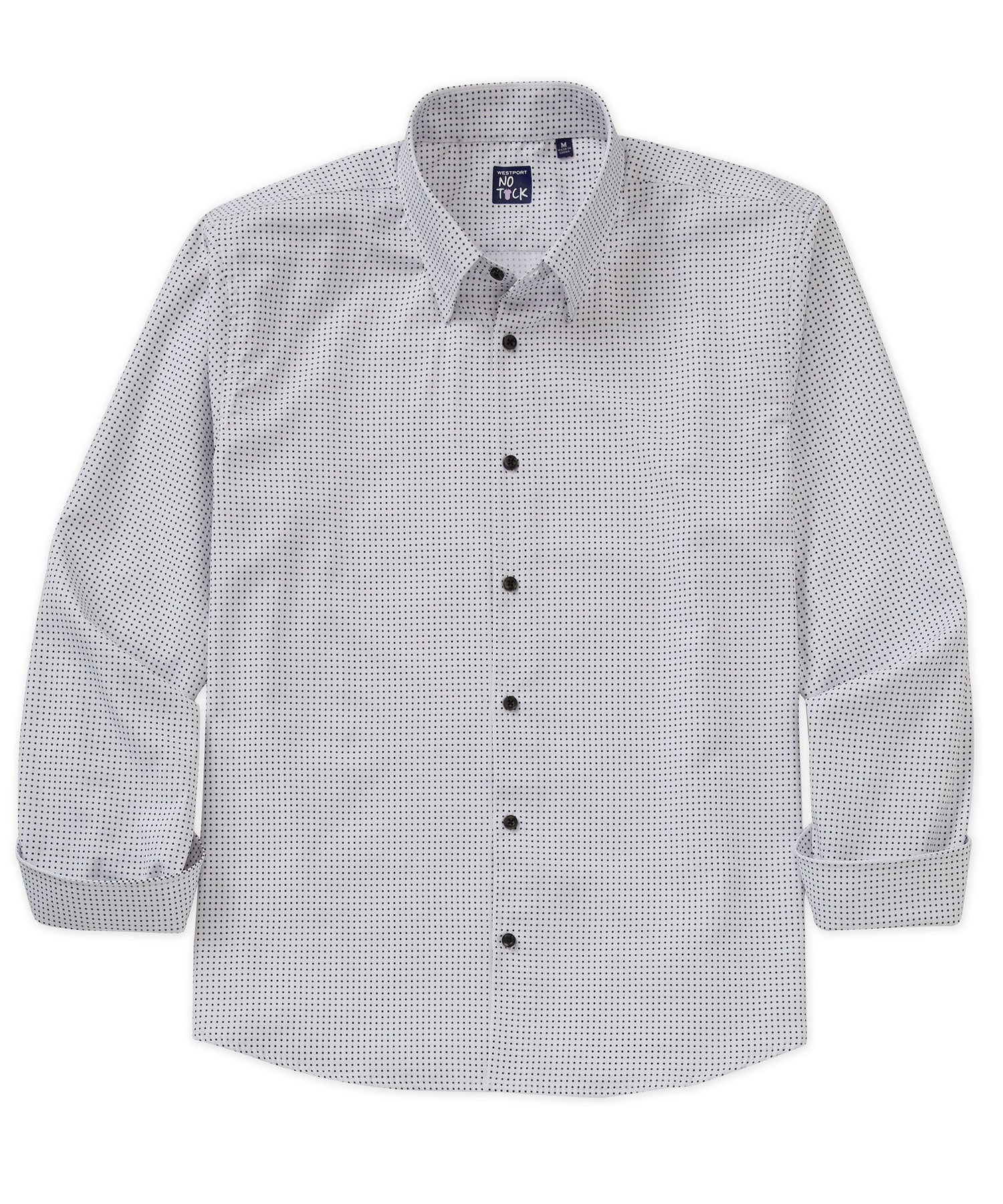 Westport No-Tuck Long Sleeve Button Under Spread Collar Mini Dot Stretch Performance Sport Shirt