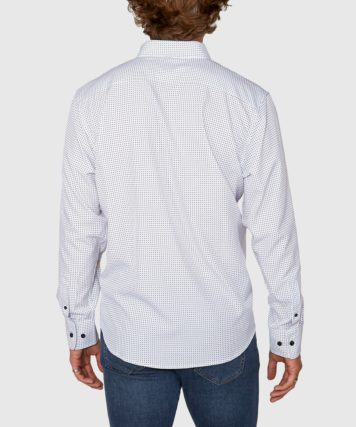 Westport No-Tuck Long Sleeve Button Under Spread Collar Mini Dot Stretch Performance Sport Shirt, Men's Big & Tall