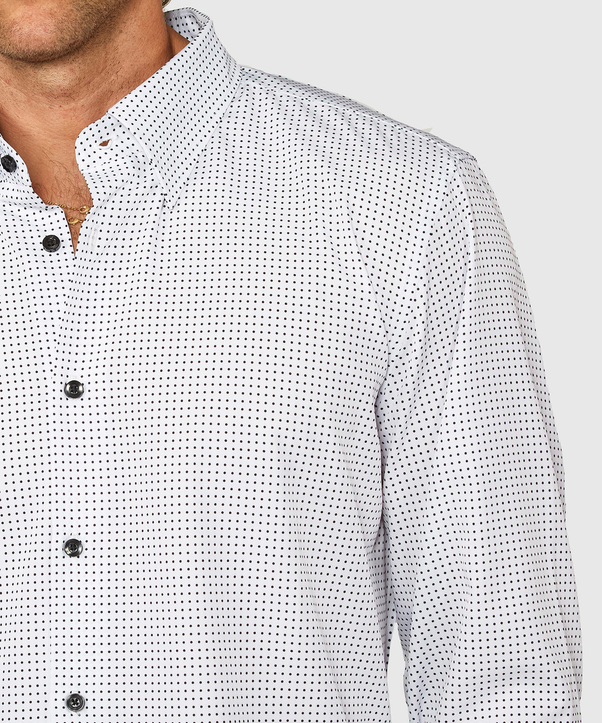 Westport No-Tuck Long Sleeve Button Under Spread Collar Mini Dot Stretch Performance Sport Shirt, Men's Big & Tall
