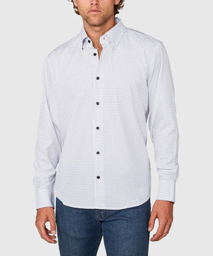 Westport No-Tuck Long Sleeve Button Under Spread Collar Mini Dot Stretch Performance Sport Shirt