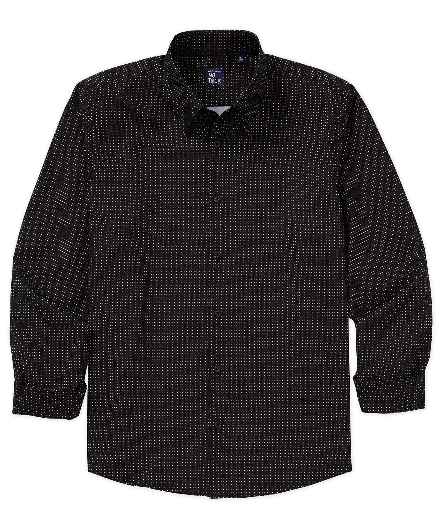 Westport No-Tuck Long Sleeve Button Under Spread Collar Mini Dot Stretch Performance Sport Shirt, Men's Big & Tall