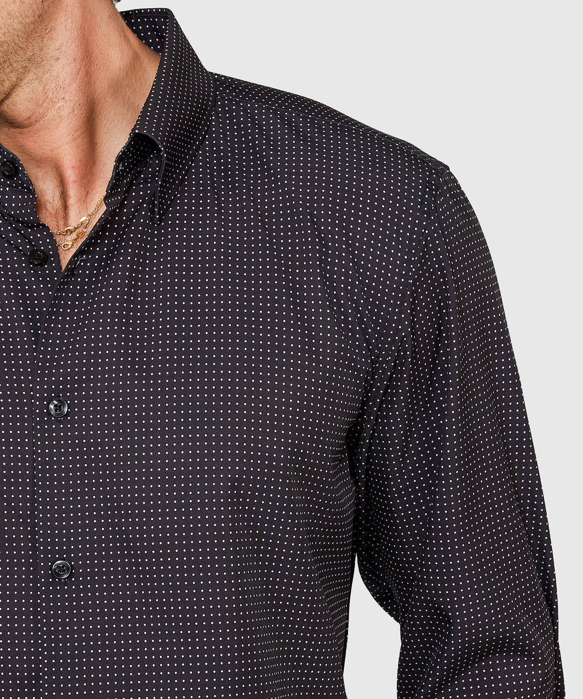 Westport No-Tuck Long Sleeve Button Under Spread Collar Mini Dot Stretch Performance Sport Shirt, Men's Big & Tall