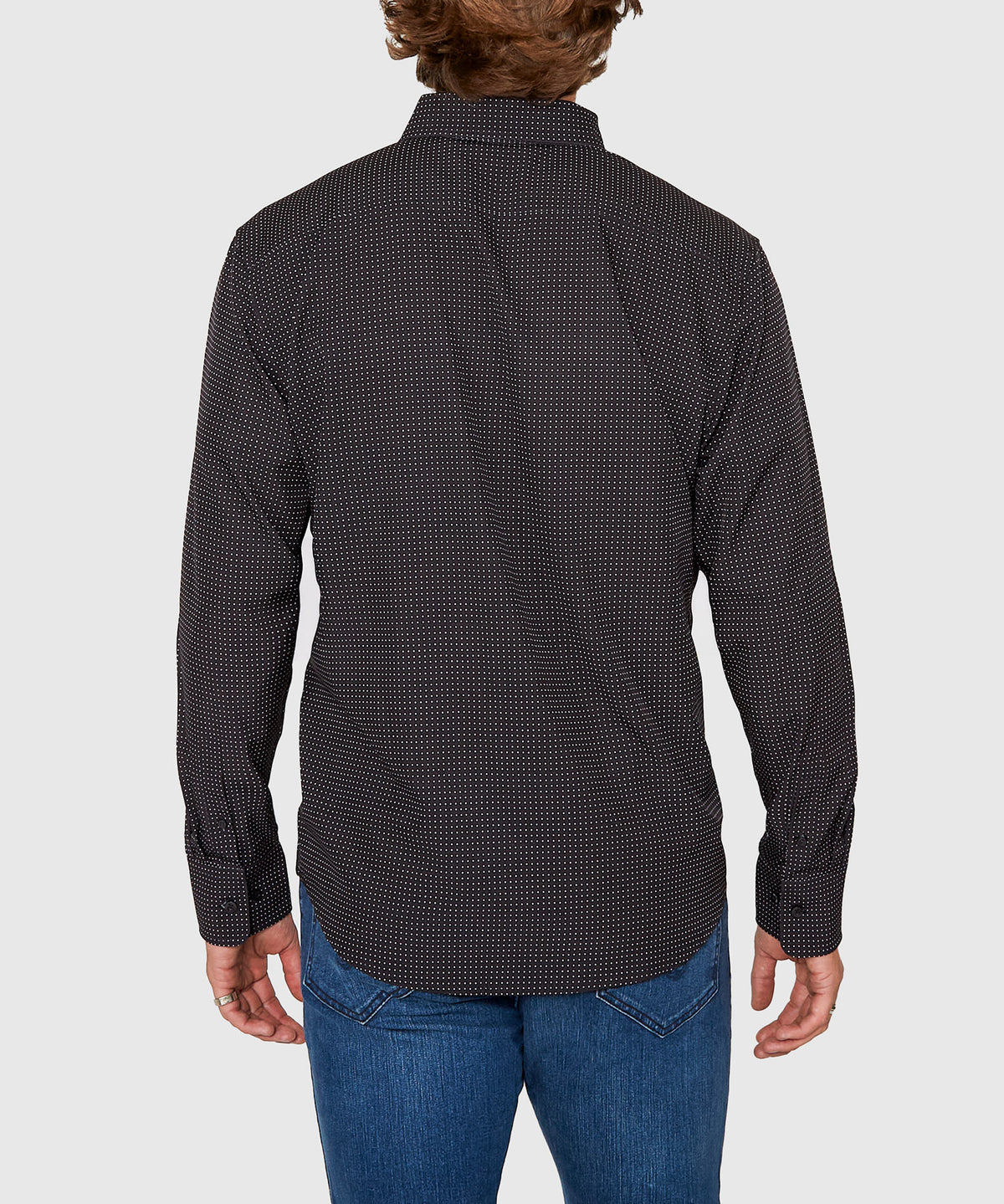 Westport No-Tuck Long Sleeve Button Under Spread Collar Mini Dot Stretch Performance Sport Shirt, Men's Big & Tall