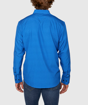 Westport No-Tuck Long Sleeve Button Under Spread Collar Geo Print Stretch Performance Sport Shirt