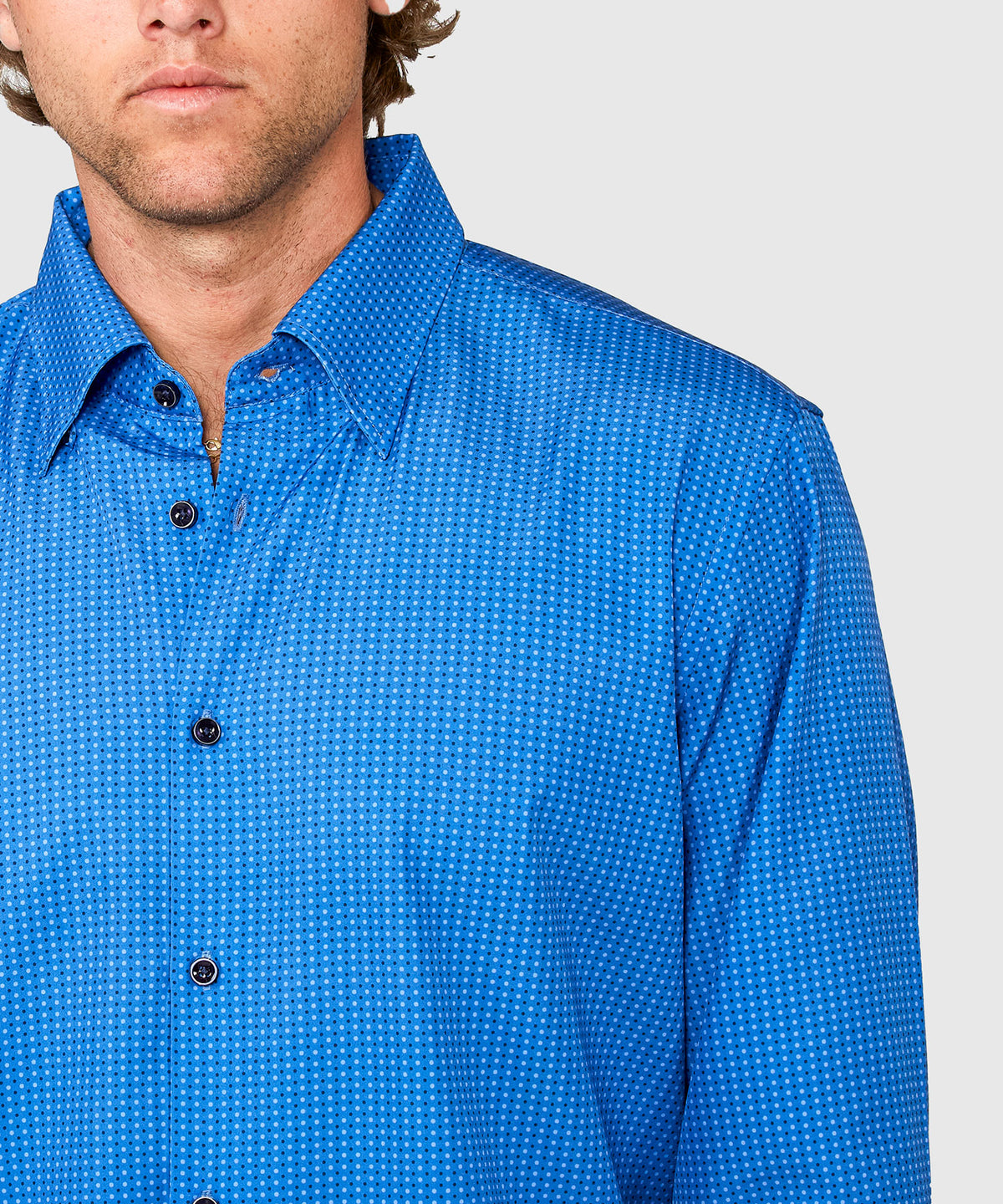 Westport No-Tuck Long Sleeve Button Under Spread Collar Geo Print Stretch Performance Sport Shirt, Men's Big & Tall