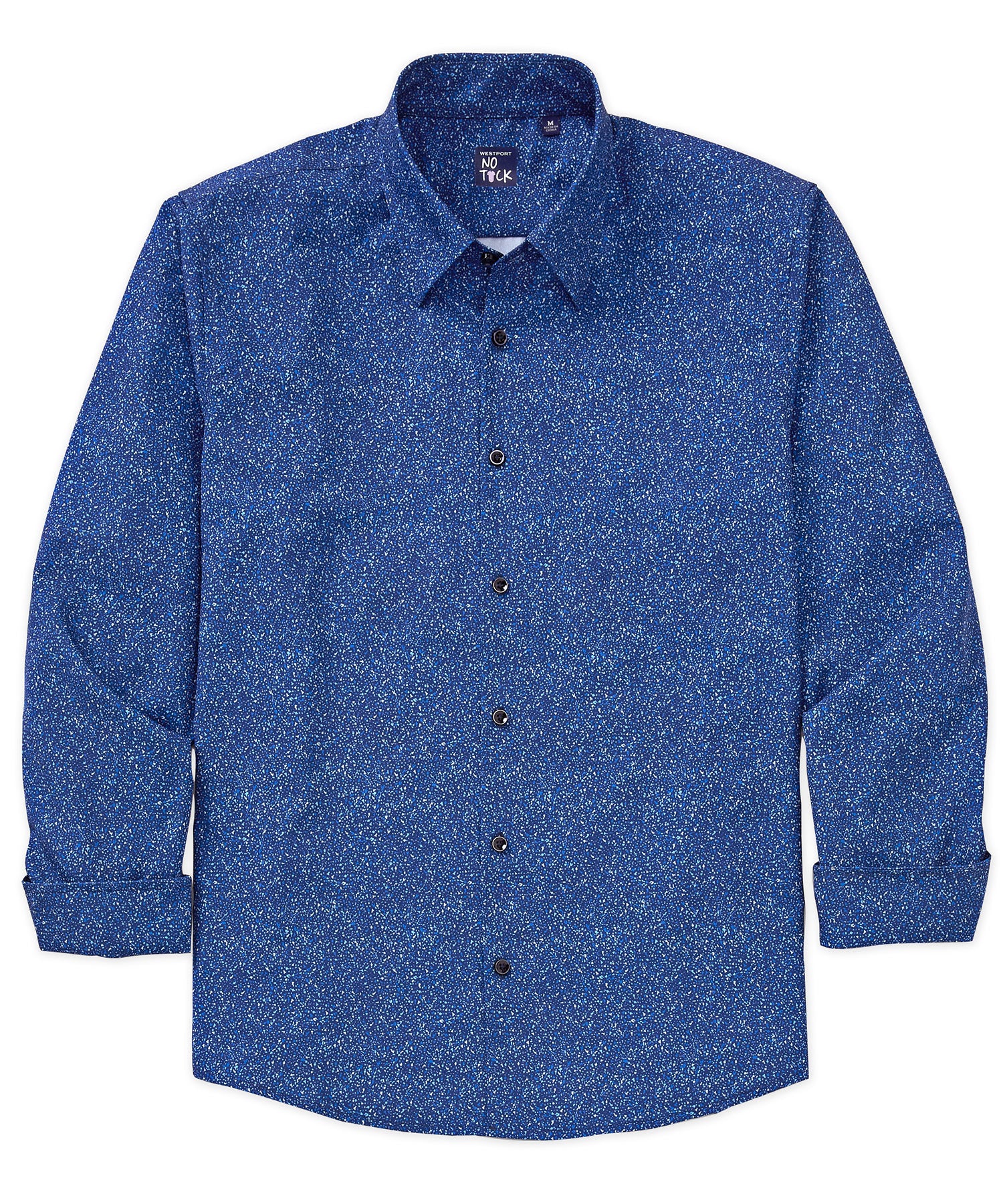 Westport No-Tuck Long Sleeve Button Under Spread Collar Abstract Print Stretch Performance Sport Shirt, Men's Big & Tall