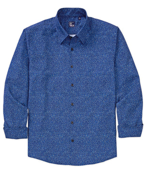 Westport No-Tuck Long Sleeve Button Under Spread Collar Abstract Print Stretch Performance Sport Shirt