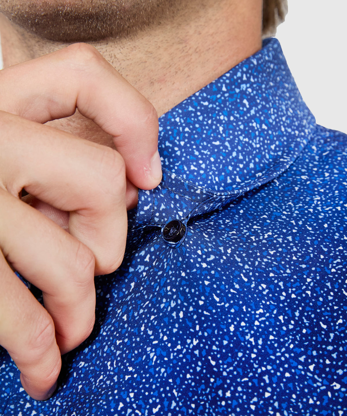 Westport No-Tuck Long Sleeve Button Under Spread Collar Abstract Print Stretch Performance Sport Shirt, Men's Big & Tall