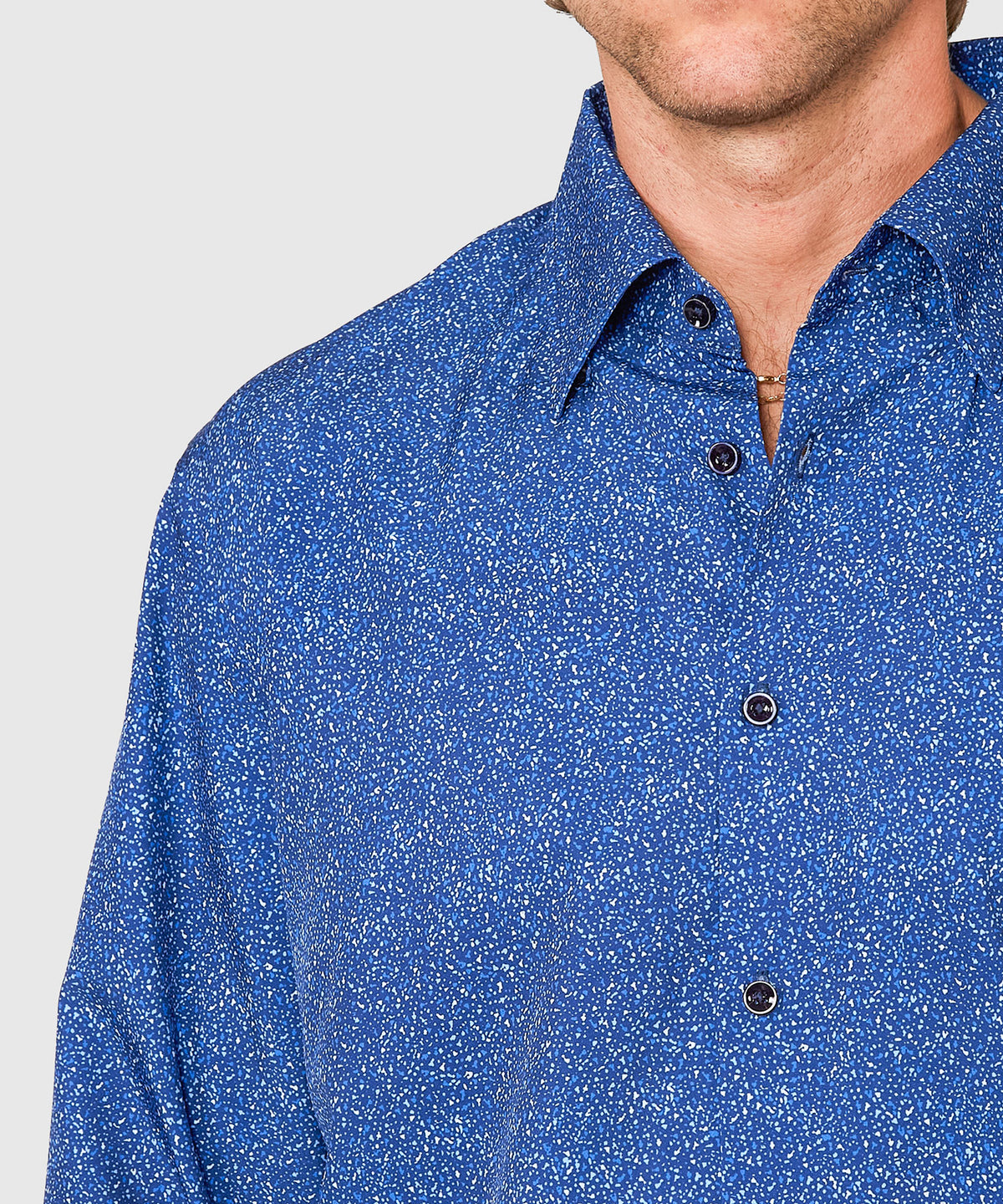 Westport No-Tuck Long Sleeve Button Under Spread Collar Abstract Print Stretch Performance Sport Shirt, Men's Big & Tall