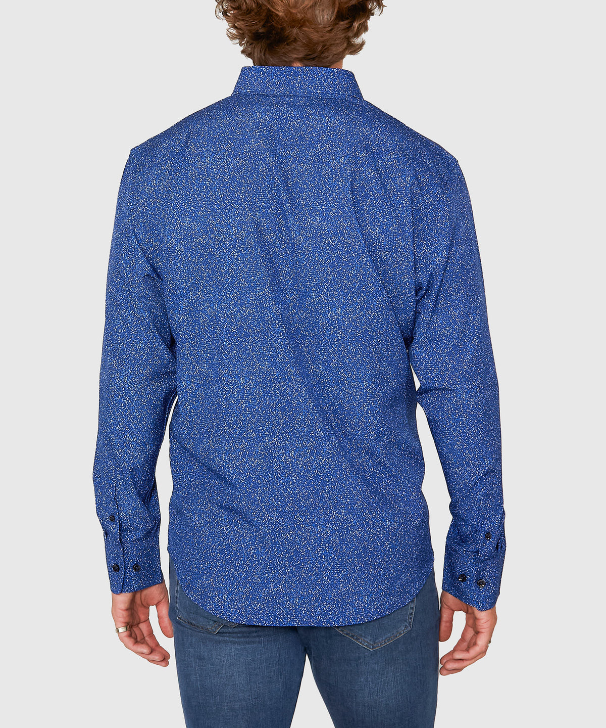 Westport No-Tuck Long Sleeve Button Under Spread Collar Abstract Print Stretch Performance Sport Shirt, Men's Big & Tall