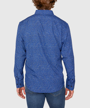 Westport No-Tuck Long Sleeve Button Under Spread Collar Abstract Print Stretch Performance Sport Shirt