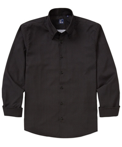 Westport No-Tuck Long Sleeve Button Under Spread Collar Geo Cross Stretch Performance Sport Shirt, Men's Big & Tall