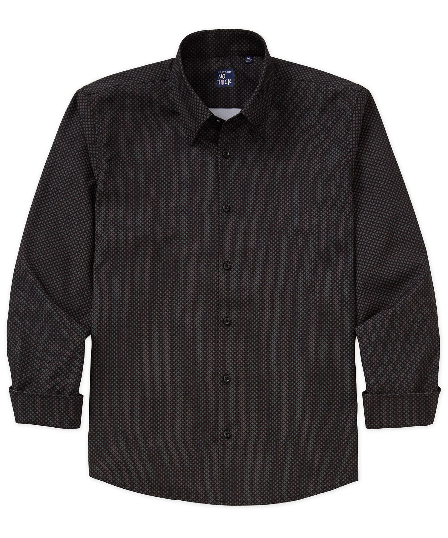 Westport No-Tuck Long Sleeve Button Under Spread Collar Geo Cross Stretch Performance Sport Shirt