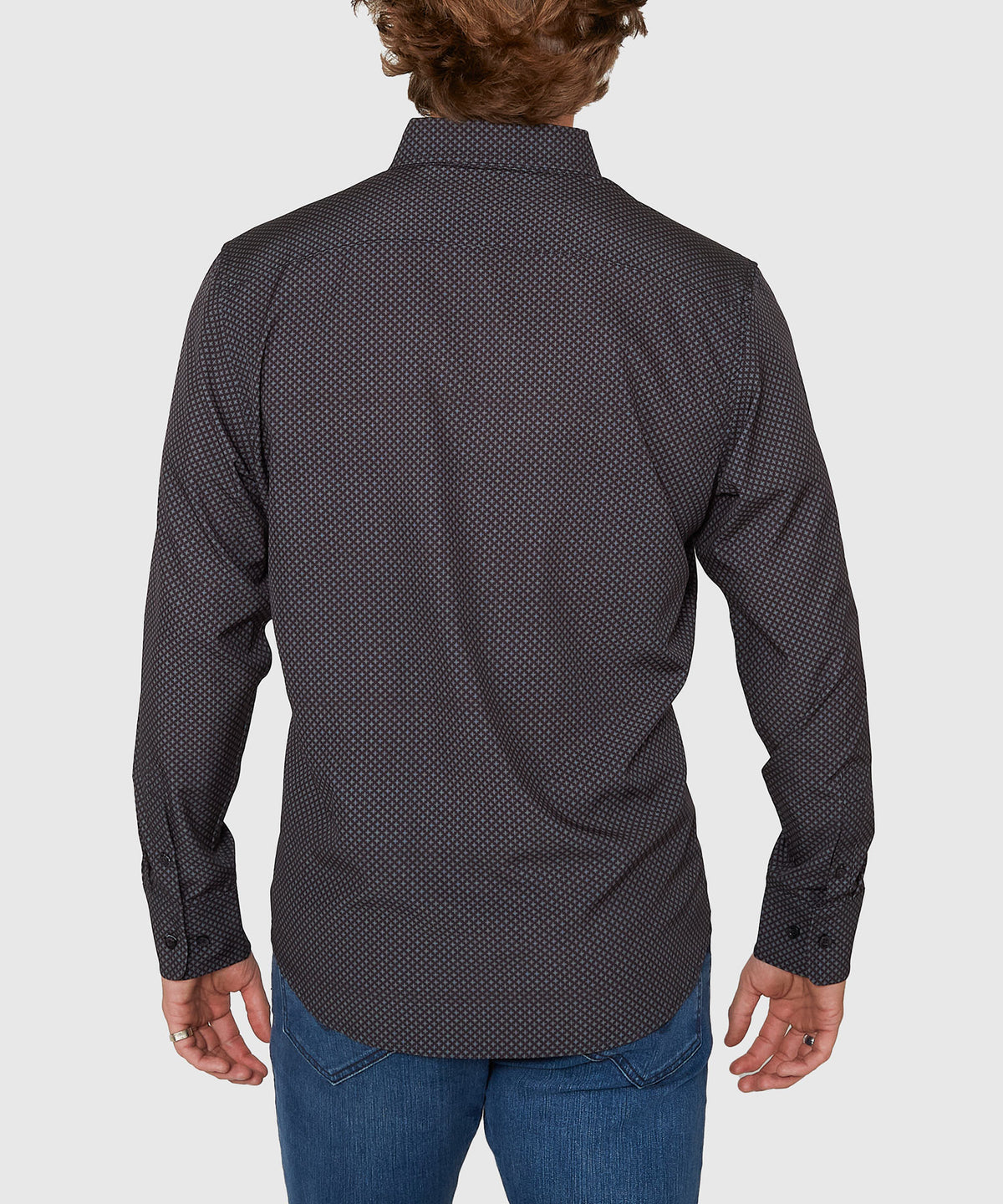Westport No-Tuck Long Sleeve Button Under Spread Collar Geo Cross Stretch Performance Sport Shirt, Men's Big & Tall
