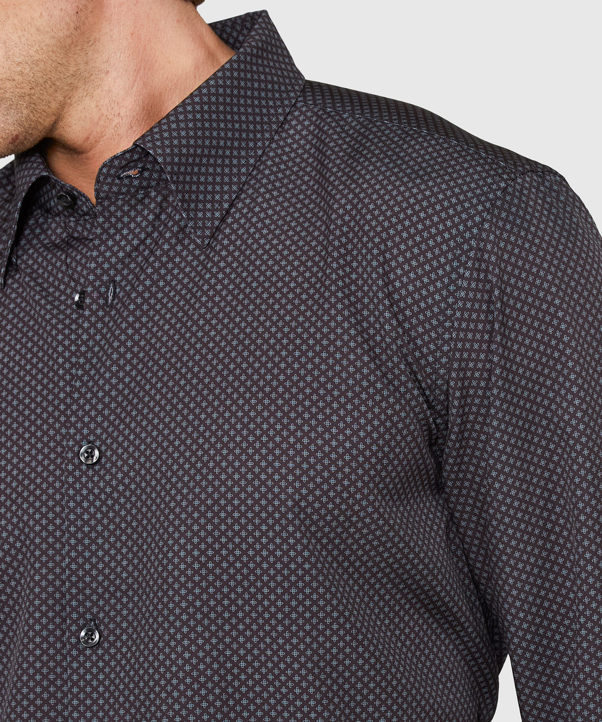 Westport No-Tuck Long Sleeve Button Under Spread Collar Geo Cross Stretch Performance Sport Shirt, Men's Big & Tall