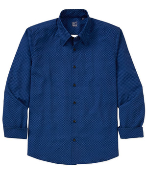 Westport No-Tuck Long Sleeve Button Under Spread Collar Open Dots Stretch Performance Sport Shirt