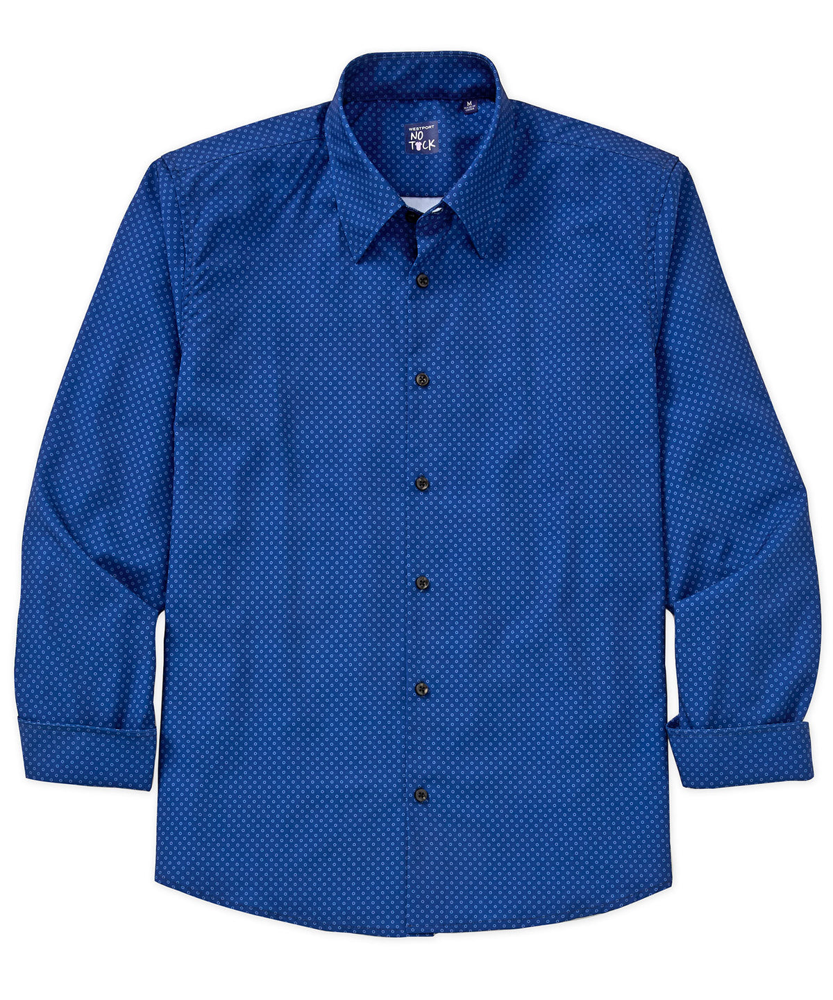 Westport No-Tuck Long Sleeve Button Under Spread Collar Open Dots Stretch Performance Sport Shirt, Men's Big & Tall