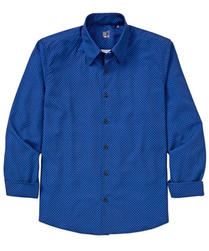 Westport No-Tuck Long Sleeve Button Under Spread Collar Open Dots Stretch Performance Sport Shirt