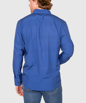 Westport No-Tuck Long Sleeve Button Under Spread Collar Open Dots Stretch Performance Sport Shirt
