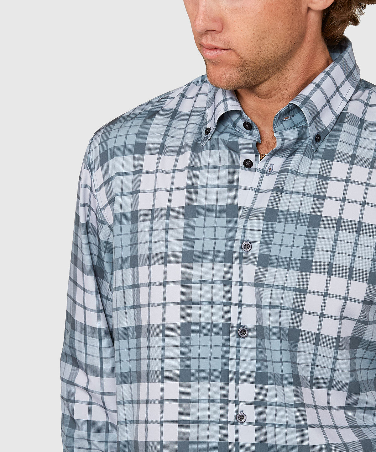 Westport No-Tuck Long Sleeve Button Down Collar Plaid Stretch Performance Sport Shirt, Men's Big & Tall