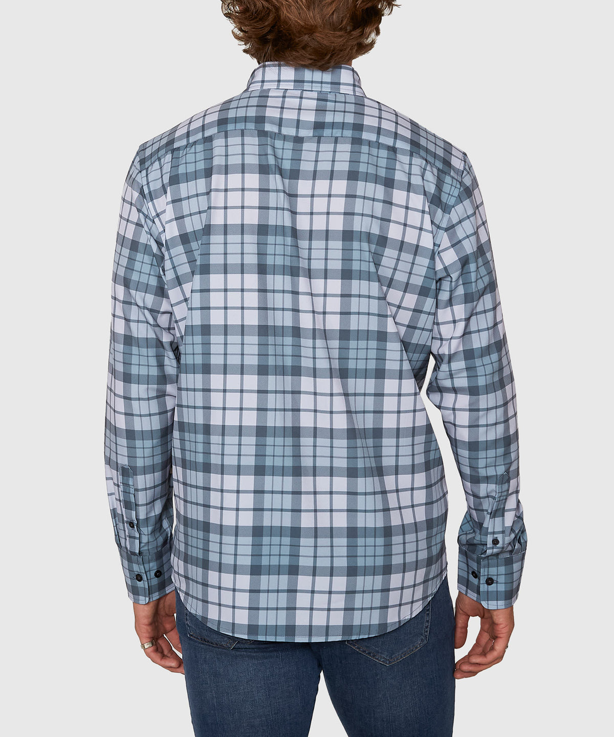 Westport No-Tuck Long Sleeve Button Down Collar Plaid Stretch Performance Sport Shirt, Men's Big & Tall