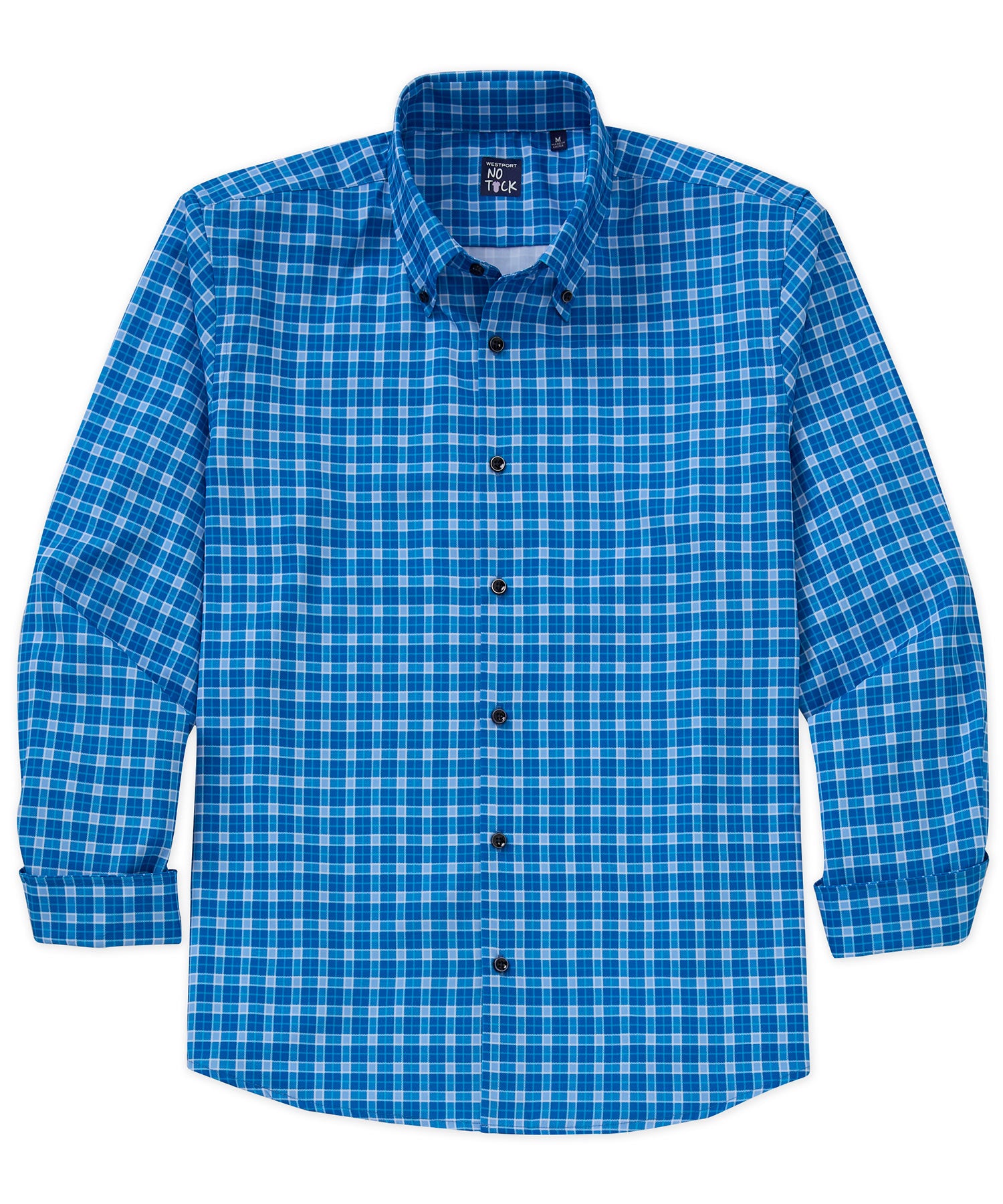 Westport No-Tuck Long Sleeve Button Down Collar Plaid Stretch Performance Sport Shirt, Men's Big & Tall