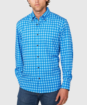 Westport No-Tuck Long Sleeve Button Down Collar Plaid Stretch Performance Sport Shirt